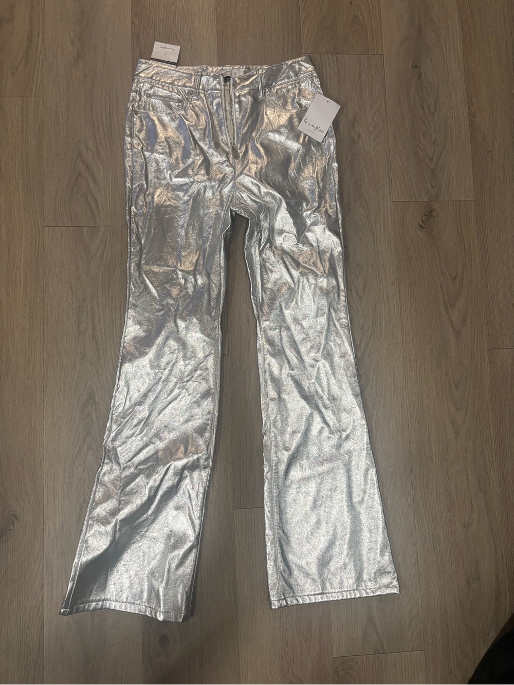 love, Fire Metallic Silver Flare Jeans
